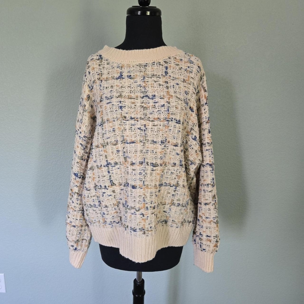 Blu Pepper Cream and Blue Knit Sweater